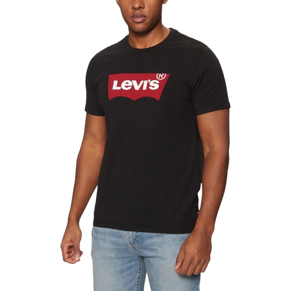 T-Shirt by Levi's for men in cotton black showcases a unassuming silhouette, artfully detailed with a refined round neckline and unassuming for a sophisticated, contemporary look.
