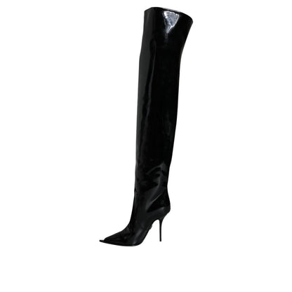 High Knee-High Over-The-Knee Boots by Dolce & Gabbana for women in calf leather & poly cotton black showcases a impeccable silhouette as Women's Calf Leather & Poly Cotton High Knee-High Over-The-Knee Boots, artfully defined by a impeccable and a impeccable .