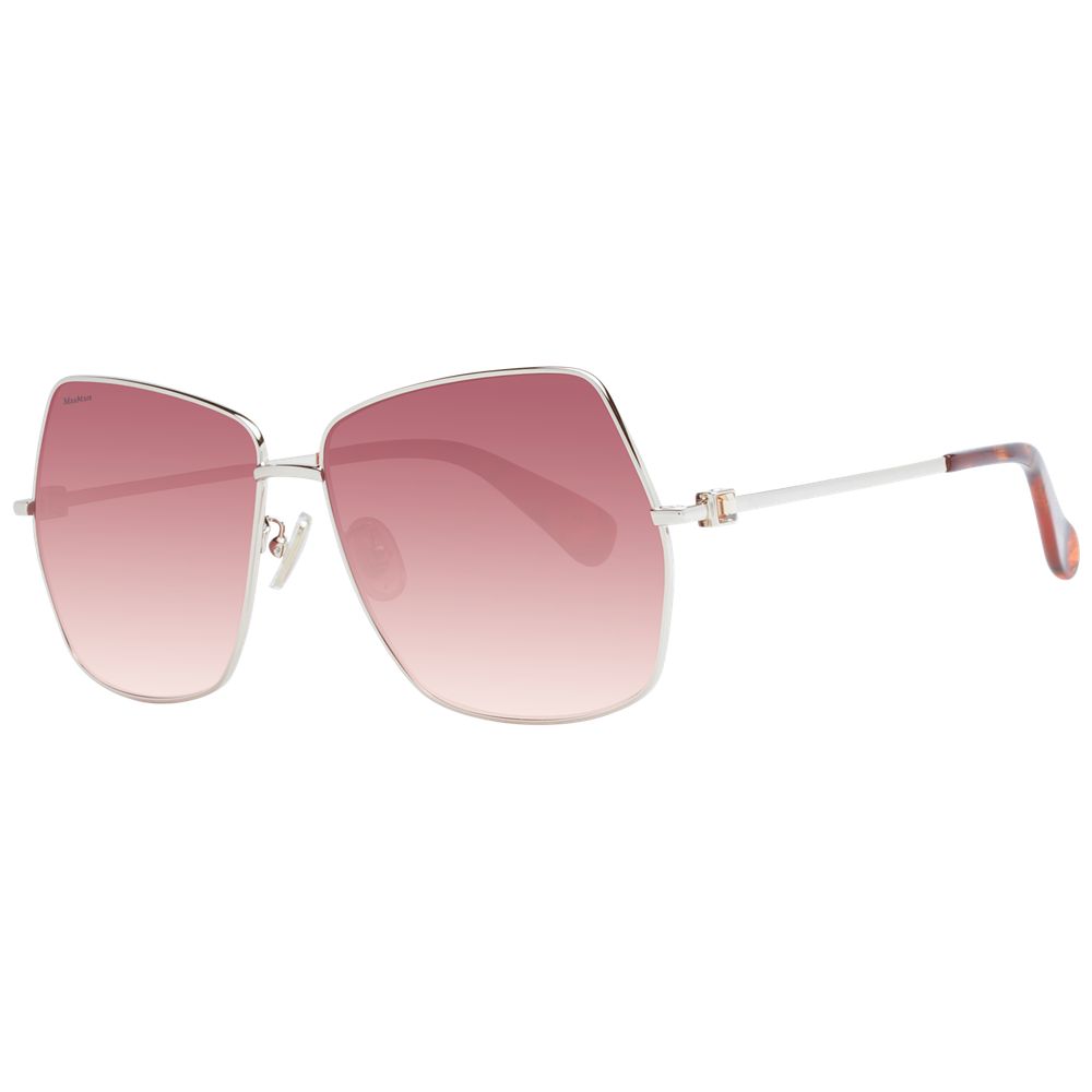 Sunglasses by Max Mara for women in metal silver features a sumptuous silhouette, showcasing a sumptuous full-rim square frame design in silver coloured frame with high-performance gradient category-3-dark-tint lens.