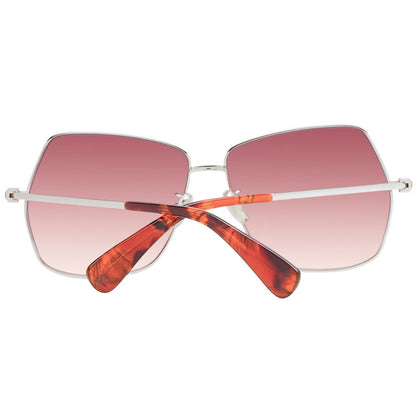 Sunglasses by Max Mara for women in metal silver features a sumptuous silhouette, showcasing a sumptuous full-rim square frame design in silver coloured frame with high-performance gradient category-3-dark-tint lens.