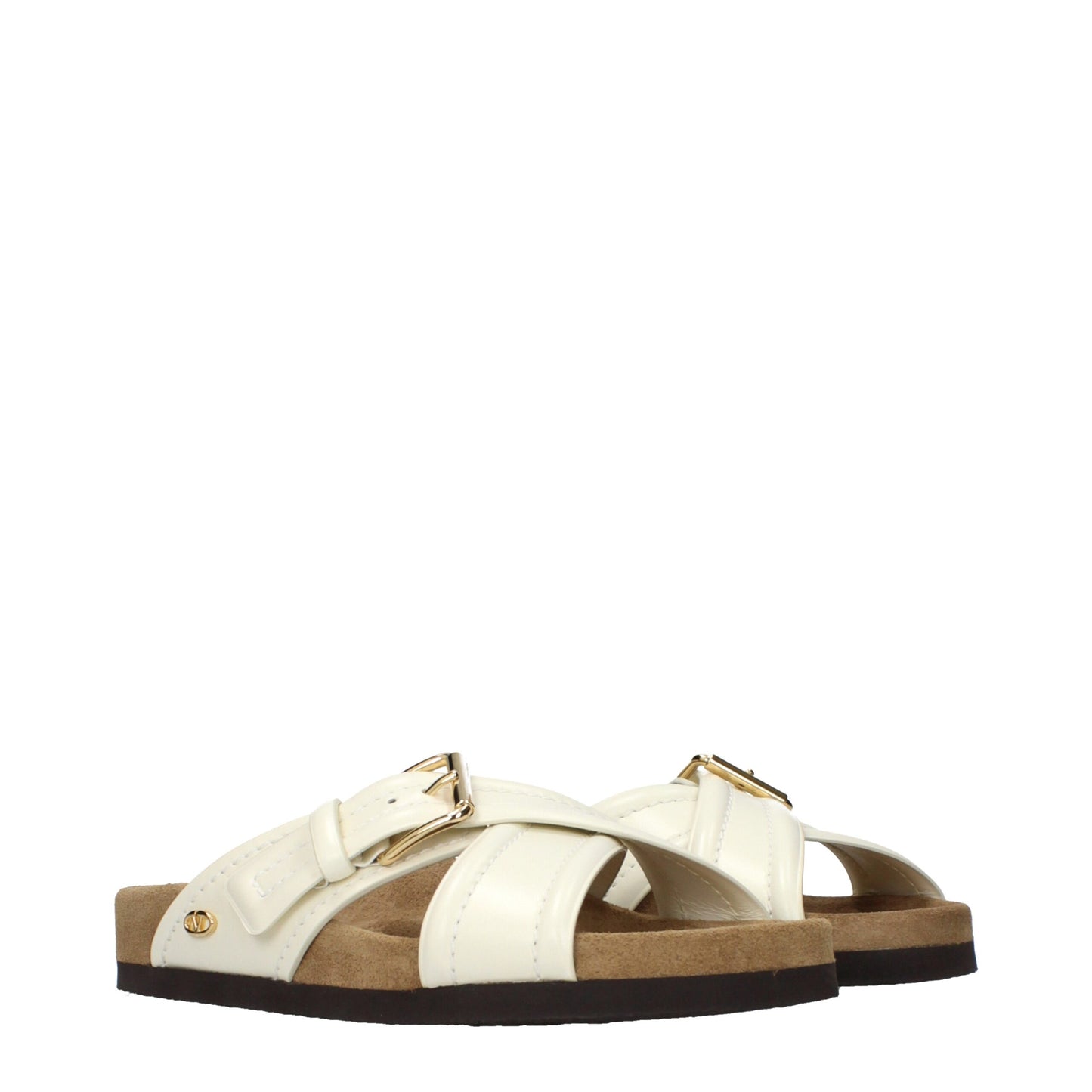 Clogs Slippers by Valentino Garavani for women in leather beige presents a effortless silhouette, showcasing the elegant Women's Leather Clogs Slippers design with its unique and sophisticated .