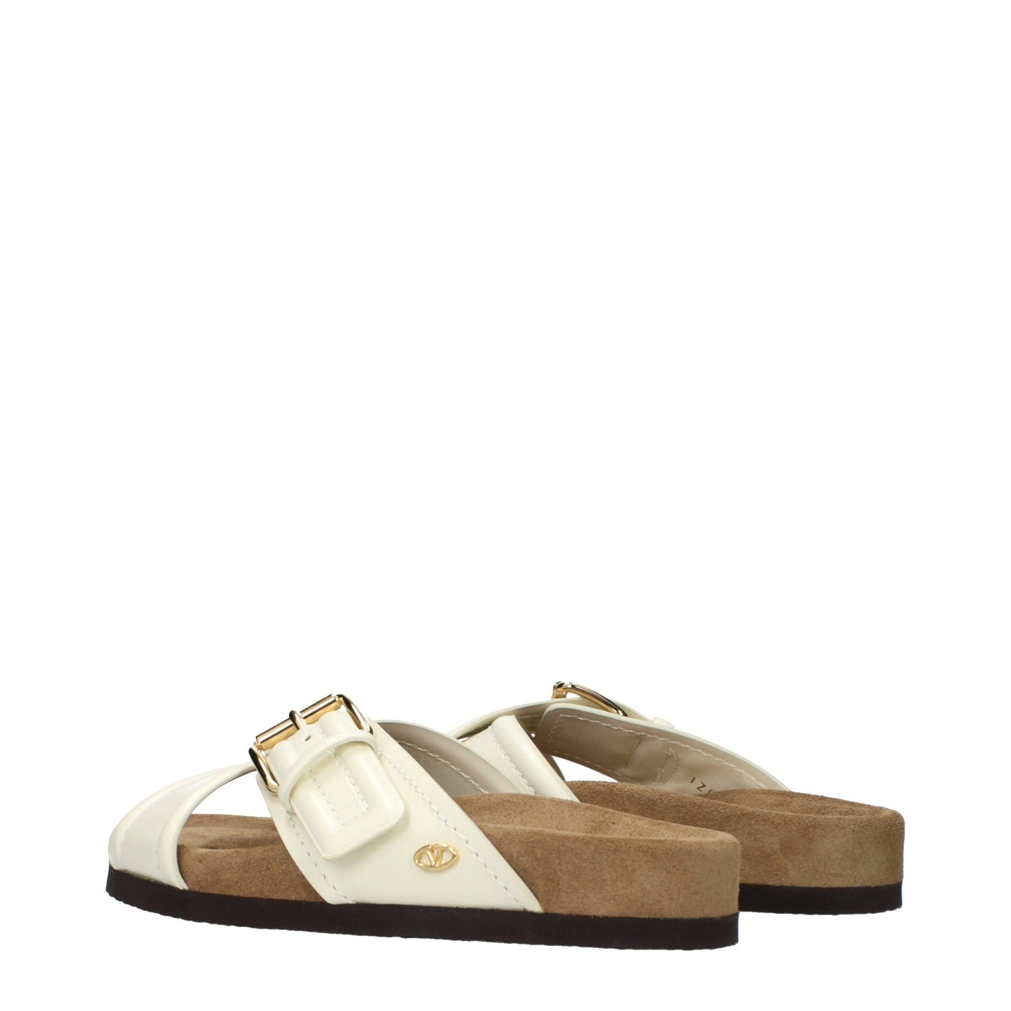 Clogs Slippers by Valentino Garavani for women in leather beige features an effortlessly elegant silhouette, showcasing the Women's Leather Clogs Slippers design with an effortlessly elegant and a for a effortlessly elegant look.