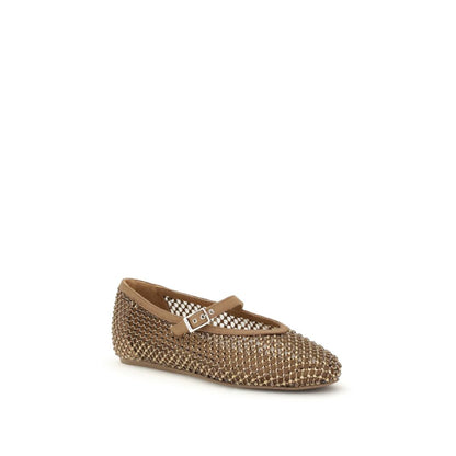 Ballet Flat Shoes by LE SILLA for women in nylon brown features an statuesque silhouette from the Women's Nylon Ballet Flat Shoes collection, showcasing a and a statuesque for a statuesque look.
