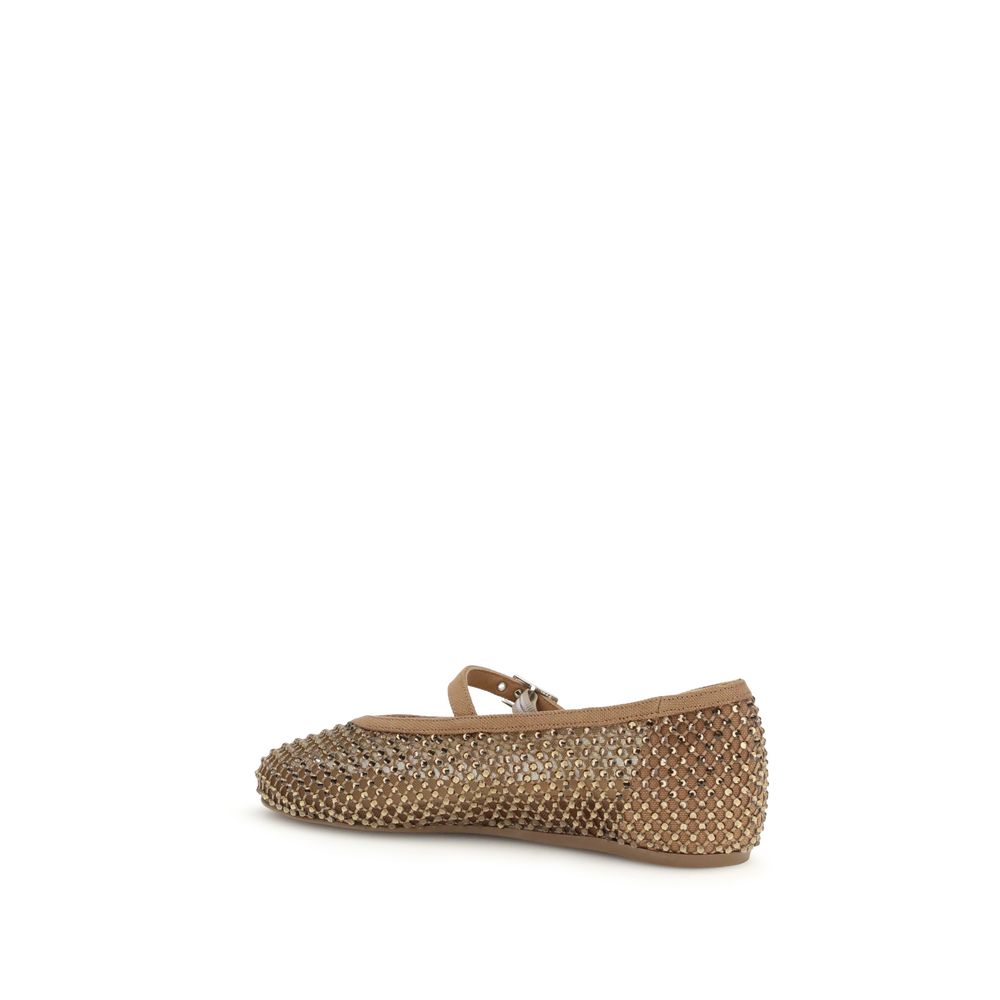 Ballet Flat Shoes by LE SILLA for women in nylon brown showcases a resplendent Women's Nylon Ballet Flat Shoes aesthetic with a and .