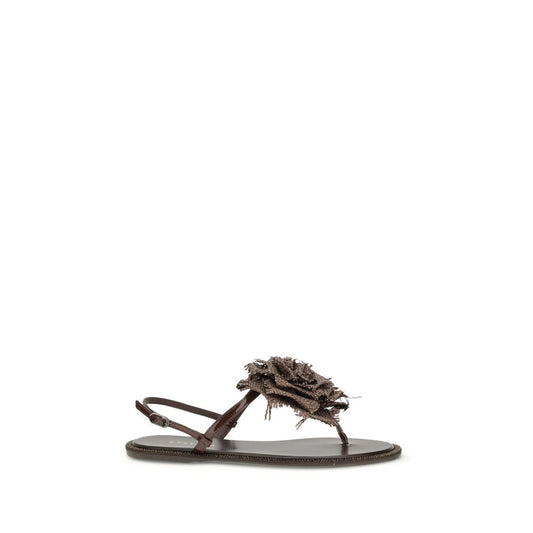 Flat Flip-Flop Sandals by LE SILLA for women in bos taurus calf leather and brown & rose presents a captivating silhouette, showcasing the signature style of the Women's Bos Taurus Calf Leather Flat Flip-Flop Sandals with a captivating flat and captivating .