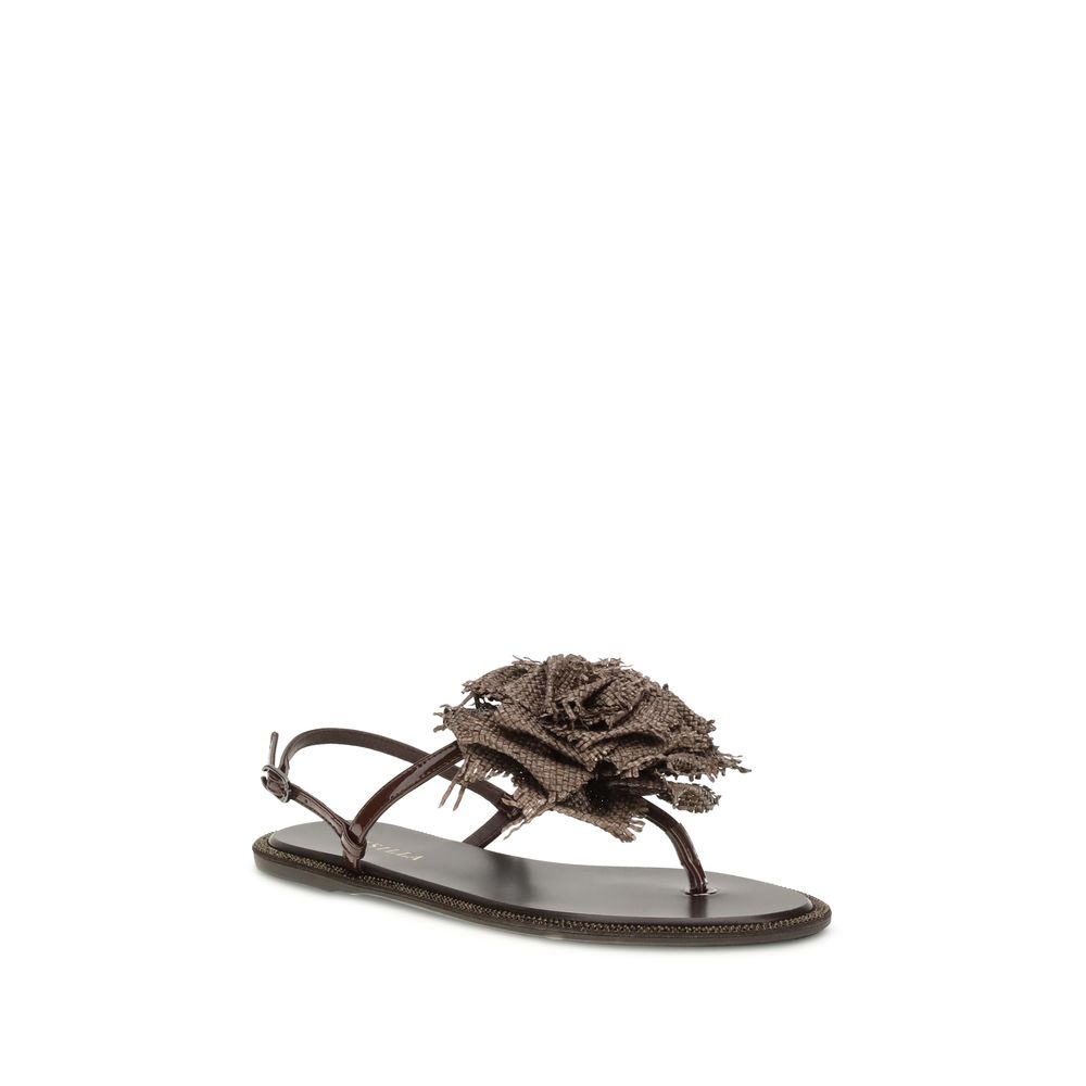 Flat Flip-Flop Sandals by LE SILLA for women in bos taurus calf leather brown & rose features an effortlessly chic silhouette from the Women's Bos Taurus Calf Leather Flat Flip-Flop Sandals collection, showcasing a effortlessly chic flat and elegant .