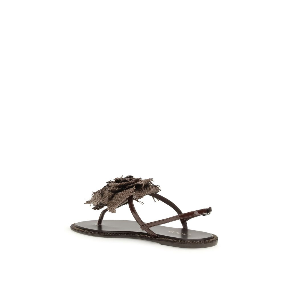 Flat Flip-Flop Sandals by LE SILLA for women in bos taurus calf leather brown & rose features an effortlessly chic silhouette from the Women's Bos Taurus Calf Leather Flat Flip-Flop Sandals collection, showcasing a effortlessly chic flat and elegant .
