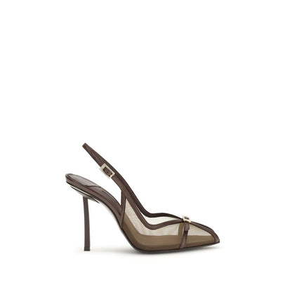 Platform Stiletto Pumps Heels by LE SILLA for women in nylon satin & bos taurus calf leather brown & natural features an captivating silhouette, showcasing the elegant Play Vittoria Women's Nylon Satin & Bos Taurus Calf Leather Platform Stiletto Pumps Heels design with a stiletto platform and a sophisticated .
