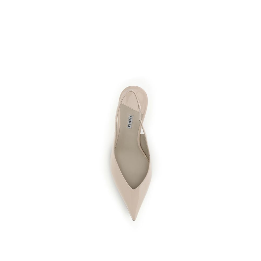Mid-Heel Kitten Slingback Pumps Heels by LE SILLA for women in bos taurus calf patent leather multicolor features a effortlessly chic Women's Bos Taurus Calf Patent Leather Mid-Heel Kitten Slingback Pumps Heels design with a sophisticated mid-heel kitten-heel and elegant almond toe style.