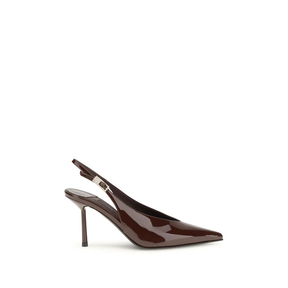 Platform Slingback Pumps Heels by LE SILLA for women in bos taurus calfskin leather & crystal and black, brown & silver showcases a effortlessly elegant silhouette as Women's Bos Taurus Calfskin Leather & Crystal Platform Slingback Pumps Heels, featuring a effortlessly elegant platform and a effortlessly elegant for an elegant look.