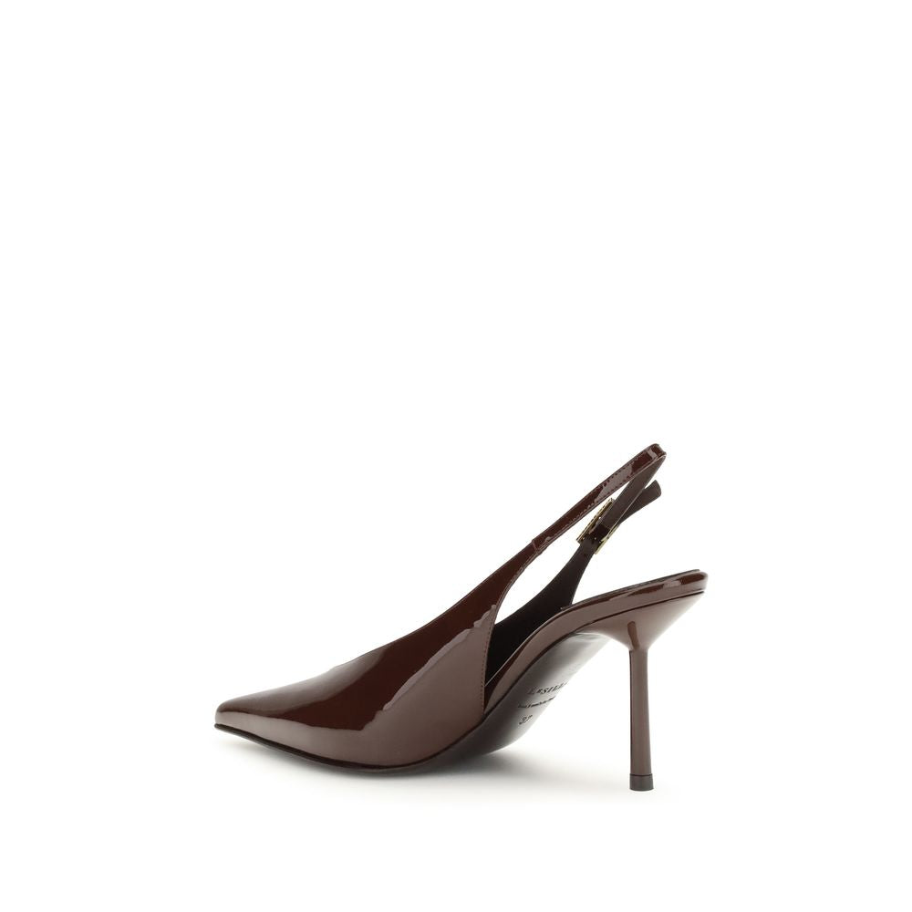 Platform Slingback Pumps Heels by LE SILLA for women in bos taurus calfskin leather & crystal black, brown & silver features a effortless chic silhouette, showcasing the Women's Bos Taurus Calfskin Leather & Crystal Platform Slingback Pumps Heels design with a effortless chic platform and for a effortless chic finish.