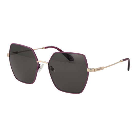 This Sunglasses by Replay for women in multicolor presents a sumptuous silhouette, showcasing a sumptuous rectangle full-rim frame design in purple coloured frame and high-performance non-polarized category-3-dark-tint lens.