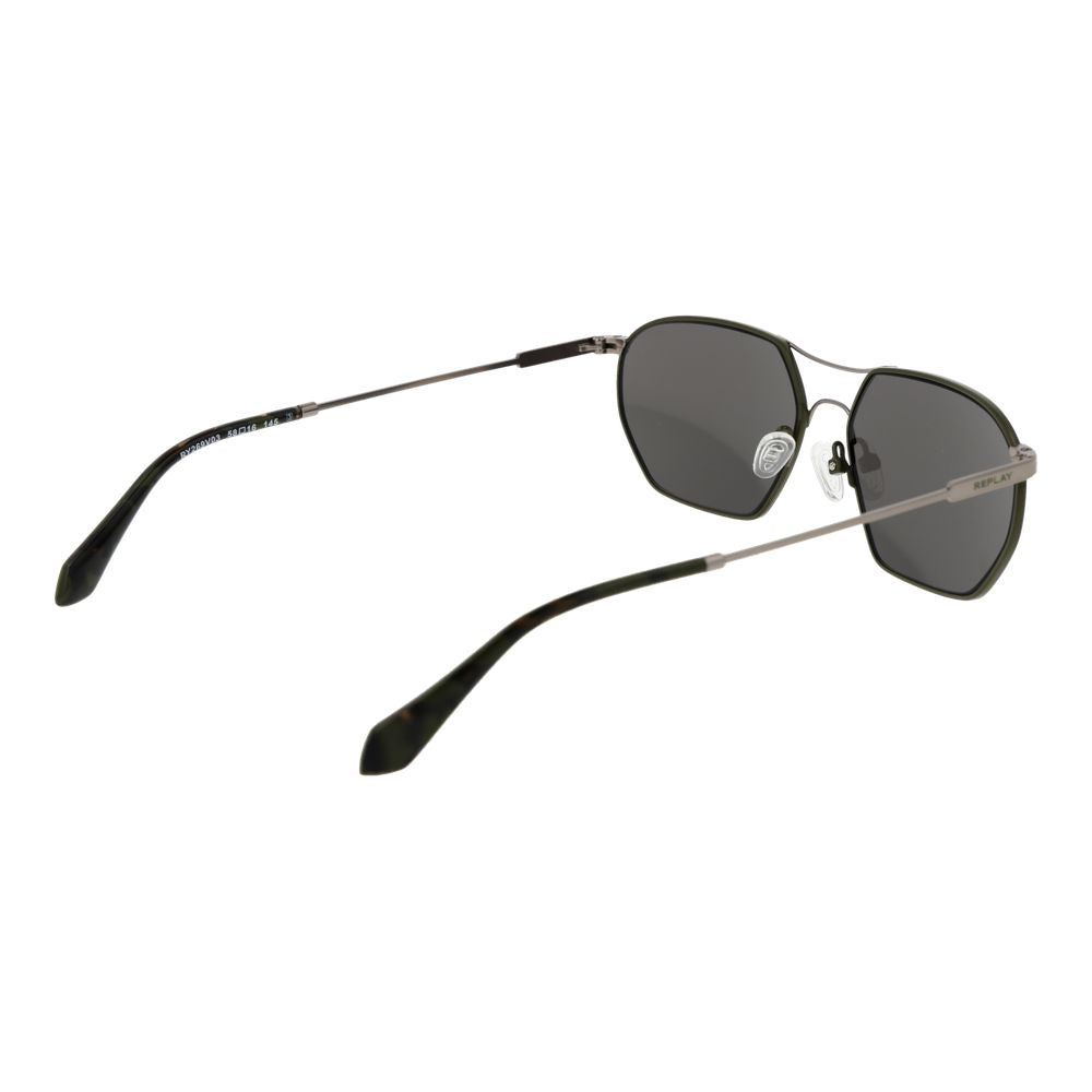 Sunglasses by Replay for men in and multicolor presents a sumptuous silhouette, featuring green coloured frame and aviator full-rim frame design with non-polarized category-3-dark-tint lens for a sumptuous look.