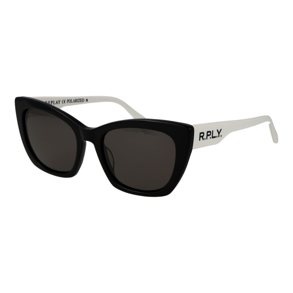 Sunglasses by Replay for women in metal and black presents a sumptuous silhouette, featuring black coloured frame and full-rim cat-eye frame design with non-polarized lens for a sumptuous look.