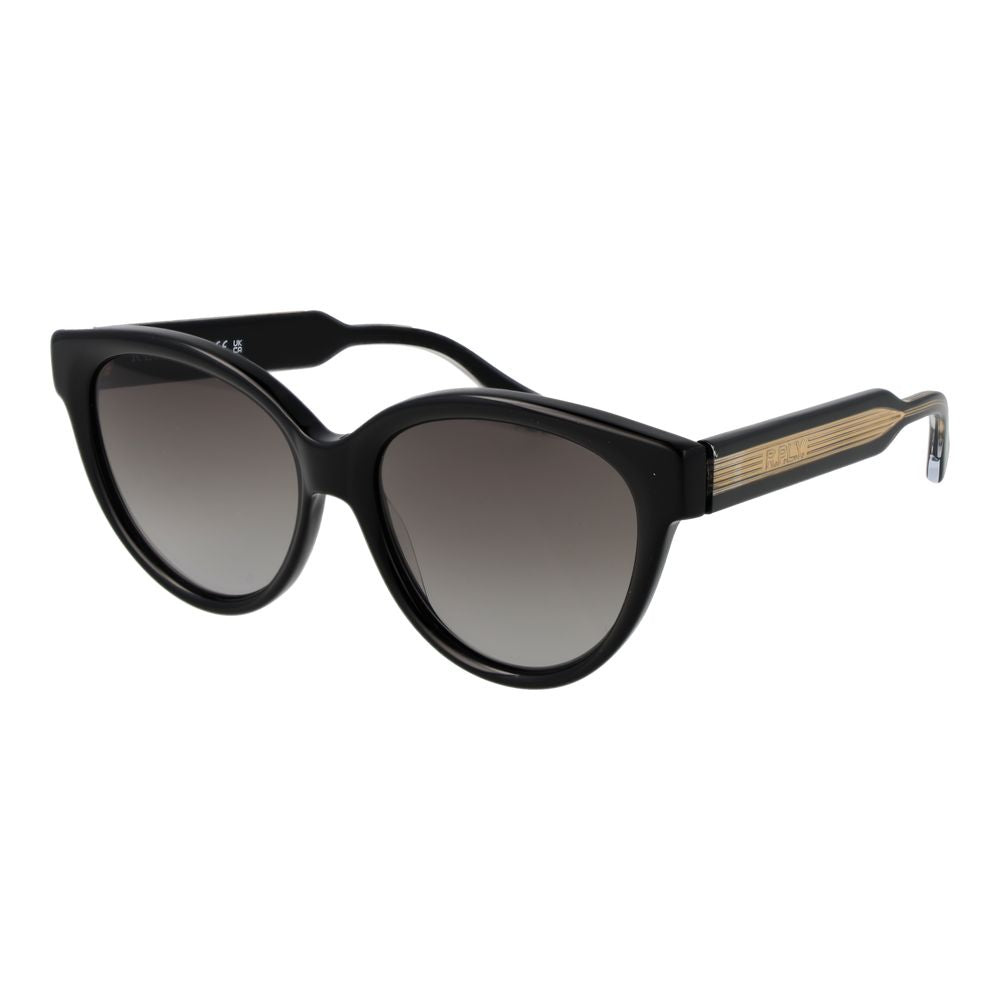 Sunglasses by Replay for women in plastic black showcases a ethereal silhouette, featuring black coloured frame full-rim cat-eye frame design with gradient category-2-medium-tint lens for a ethereal finish.
