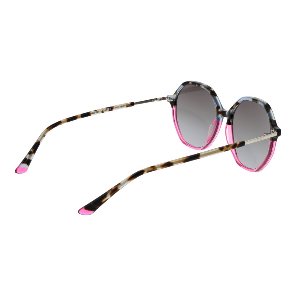 Sunglasses by Replay for women in plastic multicolor features an ethereal full-rim panto frame design with multicolor coloured frame frames and gradient category-2-medium-tint lens for a ethereal finish.