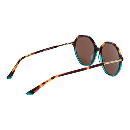 Sunglasses by Replay for women in plastic brown features a sumptuous silhouette, showcasing a sumptuous full-rim panto frame design in brown coloured frame with high-performance non-polarized category-3-dark-tint lens.