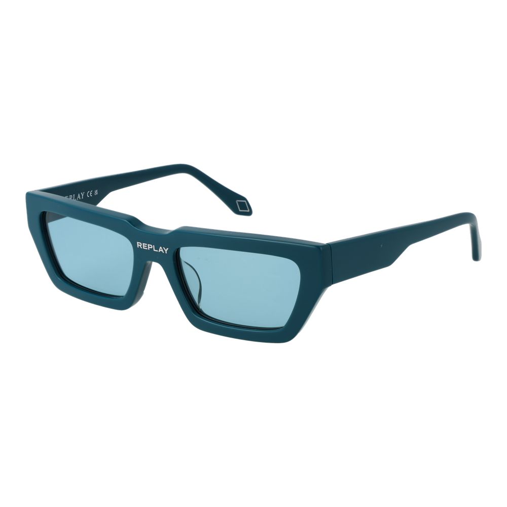 This Sunglasses by Replay for unisex in plastic turquoise presents a sumptuous silhouette, showcasing a sumptuous rectangle full-rim frame design in turquoise coloured frame and high-performance non-polarized category-1-light-tint lens.