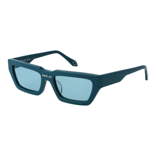 This Sunglasses by Replay for unisex in plastic turquoise presents a sumptuous silhouette, showcasing a sumptuous rectangle full-rim frame design in turquoise coloured frame and high-performance non-polarized category-1-light-tint lens.