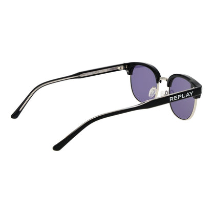 Sunglasses by Replay for unisex in metal and black presents a sumptuous silhouette, featuring black coloured frame and browline full-rim frame design with non-polarized category-3-dark-tint lens for a sumptuous look.
