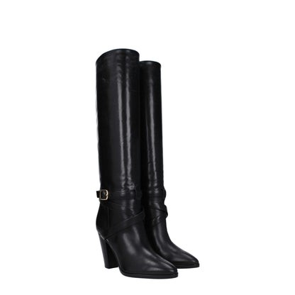 High-Heel Boots by Celine for women in leather black & gold features an high-performance silhouette, showcasing the sophisticated design of the Women's Leather High-Heel Boots with a high-heel 9-5-cm-heel and a refined .