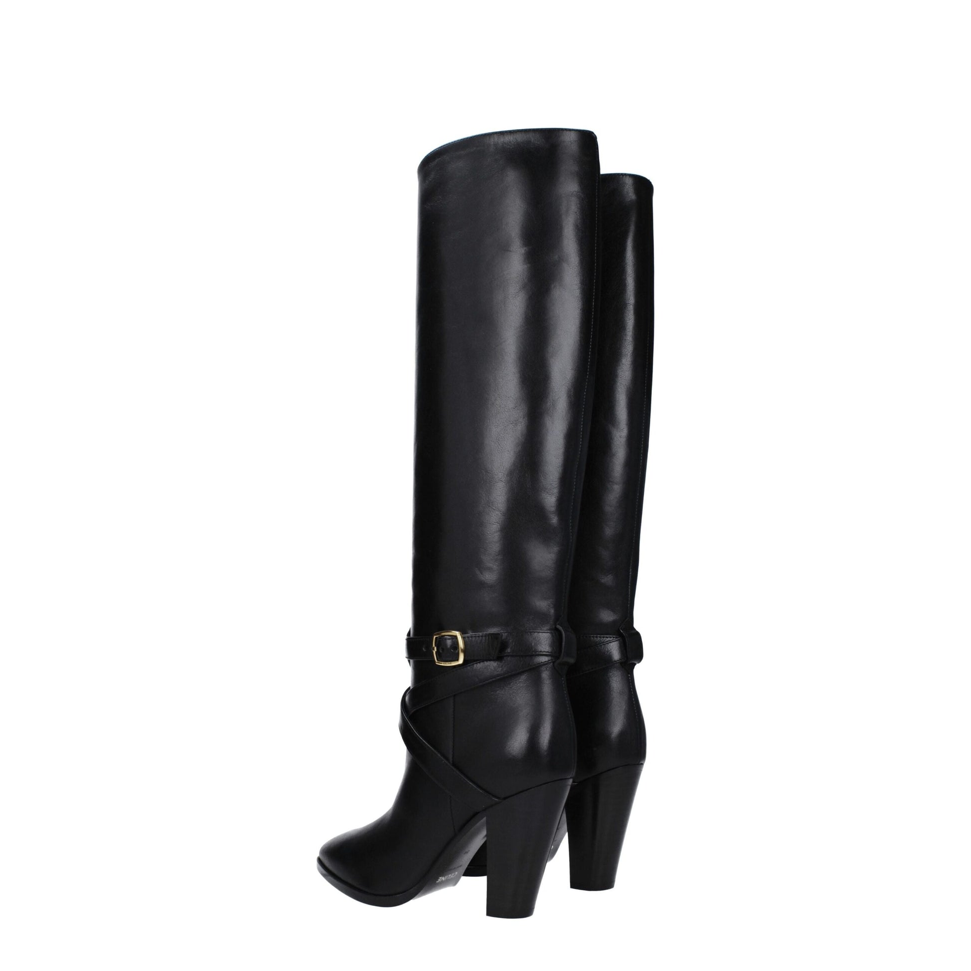 High-Heel Boots by Celine for women in leather black & gold features an effortless chic silhouette from the Women's Leather High-Heel Boots collection, showcasing a effortless chic high-heel 9-5-cm-heel and refined for an effortless chic look.
