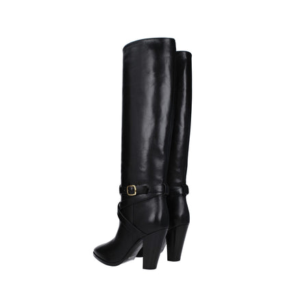 High-Heel Boots by Celine for women in leather black & gold features an effortless chic silhouette from the Women's Leather High-Heel Boots collection, showcasing a effortless chic high-heel 9-5-cm-heel and refined for an effortless chic look.