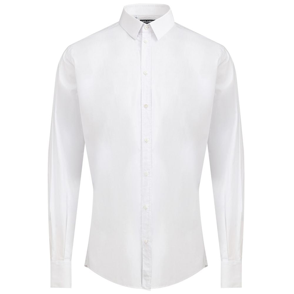 Dress Shirt by Dolce & Gabbana for men in stretch cotton white, featuring a nuanced long-sleeve and nuanced for a sophisticated finish.