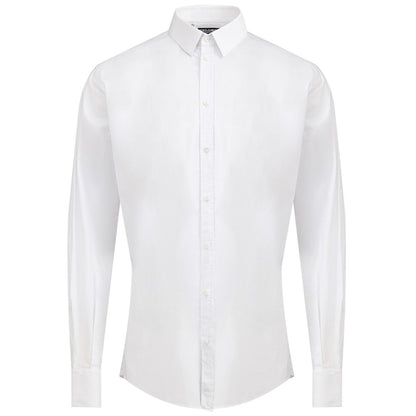 Dress Shirt by Dolce & Gabbana for men in stretch cotton white, featuring a nuanced long-sleeve and nuanced for a sophisticated finish.