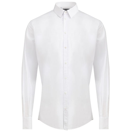 Dress Shirt by Dolce & Gabbana for men in stretch cotton white, featuring a nuanced long-sleeve and nuanced for a sophisticated finish.