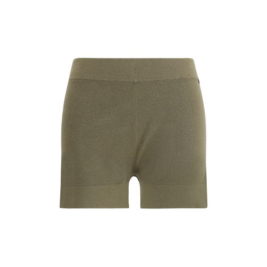 Bermuda Shorts by Extreme Cashmere for women in cashmere cotton & capra leather bicolour features an nuanced silhouette, showcasing a nuanced slim with a short cut and for a sophisticated, premium finish.