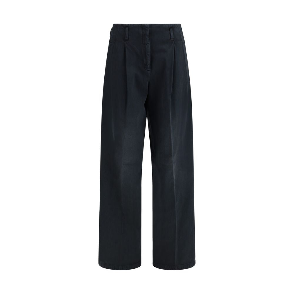 Jeans by Golden Goose for women in denim cotton black & signature features an refined tailoring silhouette, showcasing a premium regular-fit, wide & oversized with a and long cut for a refined tailoring look.