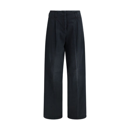 Jeans by Golden Goose for women in denim cotton black & signature features an refined tailoring silhouette, showcasing a premium regular-fit, wide & oversized with a and long cut for a refined tailoring look.
