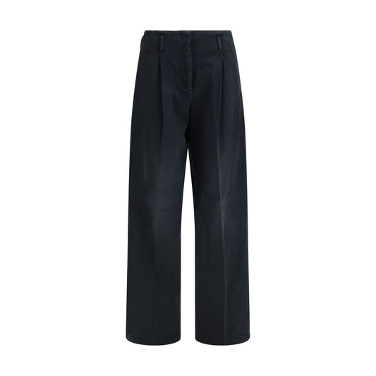 Jeans by Golden Goose for women in denim cotton black & signature features an refined tailoring silhouette, showcasing a premium regular-fit, wide & oversized with a and long cut for a refined tailoring look.