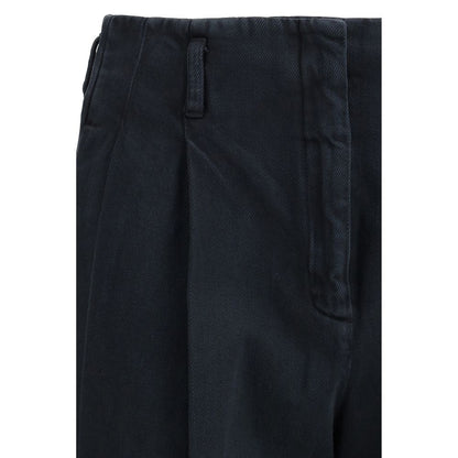 Jeans by Golden Goose for women in denim cotton black & signature features an sartorial regular-fit, wide & oversized and long with a cut for a sartorial finish.