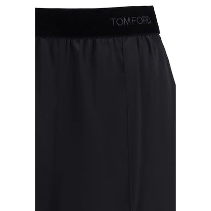Trousers by Tom Ford for women in silk satin black features a tailored silhouette with a tailored relaxed-fit & regular-fit, defined by its long and a sophisticated .