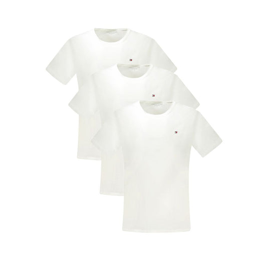 T-Shirt by Tommy Hilfiger for men in stretch cotton white showcases a unassuming silhouette, artfully detailed with a refined crew neckline and unassuming short-sleeve for a sophisticated, contemporary look.