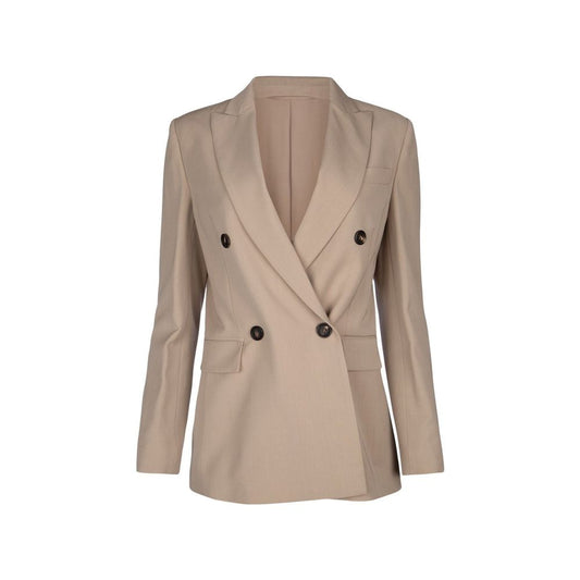 Blazer by Brunello Cucinelli for women in viscose & virgin wool beige presents a distinguished silhouette, detailed with a distinguished and distinctive for a truly sophisticated finish.