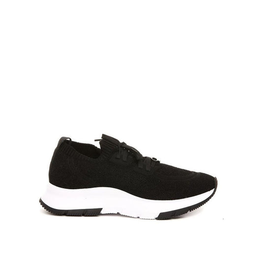 Athletic Sneakers by Gianvito Rossi for women in leather black showcases a architectural silhouette, artfully capturing the essence of the Women's Sock Athletic Leather Sneakers with its signature architectural sock athletic style construction.