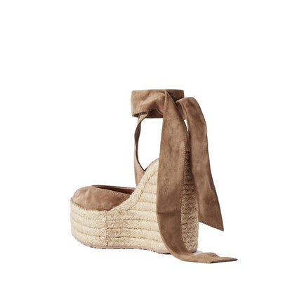 Gianvito Rossi Beige Calfskin Wedge Sandals