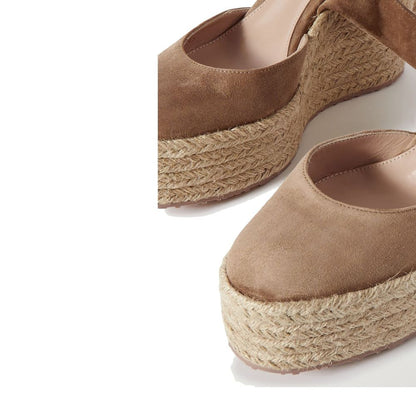 Gianvito Rossi Beige Calfskin Wedge Sandals