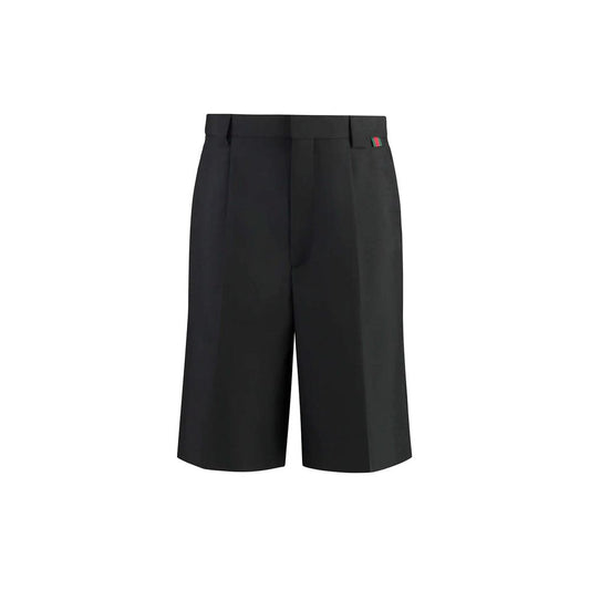 Bermuda Shorts by Gucci for men in wool & polyester black, green & red features a eye catching and short with a eye catching .