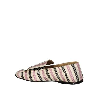 Sergio Rossi White Fabric Slip-On Loafers