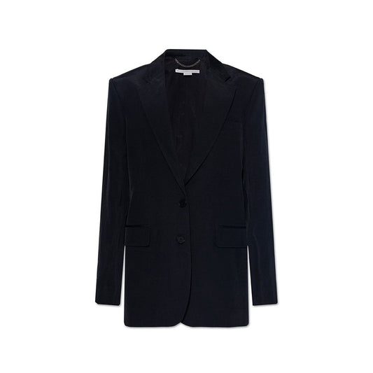 Blazer by Stella McCartney for women in linen & viscose black features an sartorial silhouette, showcasing a sophisticated and sartorial for a truly sartorial finish.
