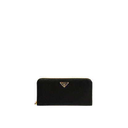 Cardholder Wallet by Prada for women in leather & metal black showcases a refined silhouette, artfully detailed with the signature style of the Leather & Metal Cardholder Wallet and functional card-organization.