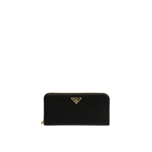 Cardholder Wallet by Prada for women in leather & metal black showcases a refined silhouette, artfully detailed with the signature style of the Leather & Metal Cardholder Wallet and functional card-organization.