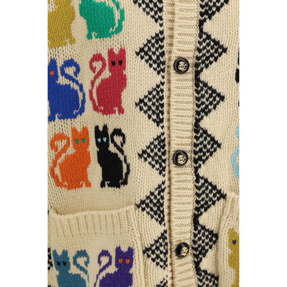 Cardigan by Valentino Garavani for men in wool multicolor & jacquard features a dramatic silhouette, showcasing a sophisticated and dramatic detail for a timeless, premium look.