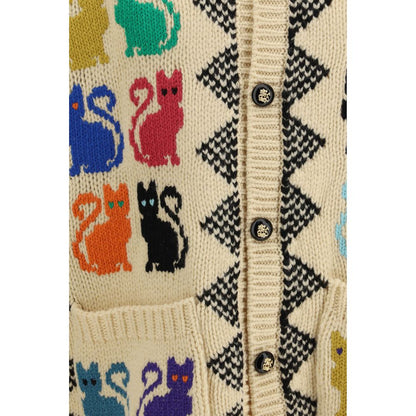 Cardigan by Valentino Garavani for men in wool multicolor & jacquard features a dramatic silhouette, showcasing a sophisticated and dramatic detail for a timeless, premium look.