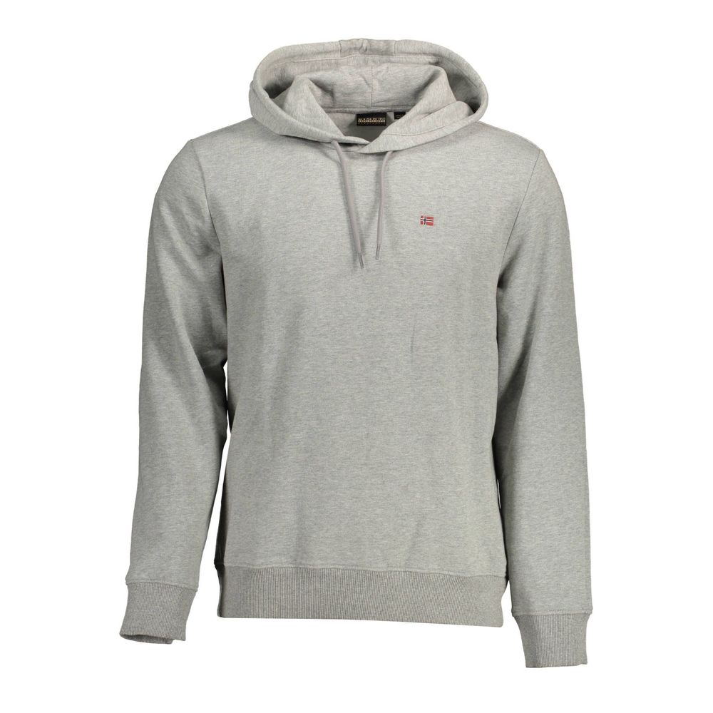 Sweatshirt Hoodie by Napapijri for men in organic cotton & polyester gray showcases a city-ready silhouette, artfully detailed with a signature hooded neckline and for a city-ready finish.