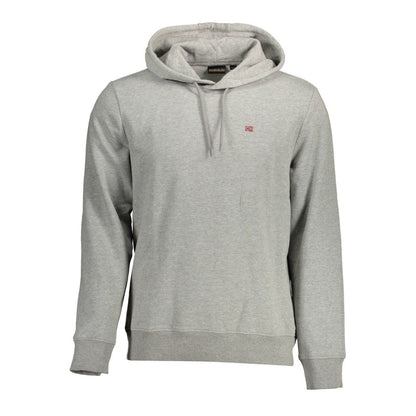 Sweatshirt Hoodie by Napapijri for men in organic cotton & polyester gray showcases a city-ready silhouette, artfully detailed with a signature hooded neckline and for a city-ready finish.